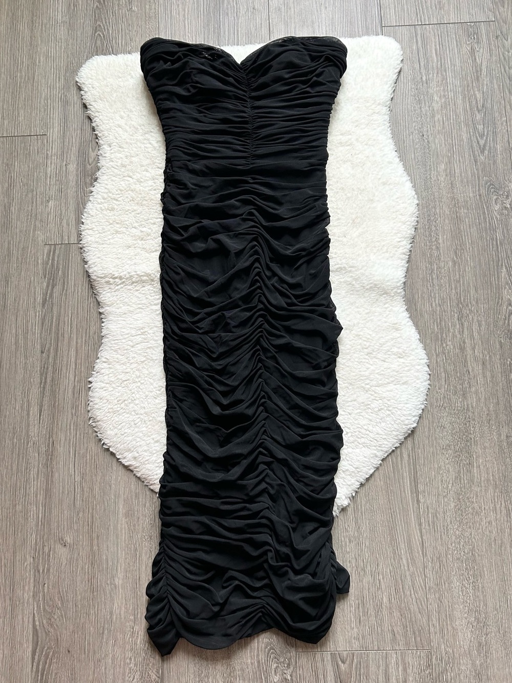 Dress the Population Strapless Ruched Black Women’s Midi Dress